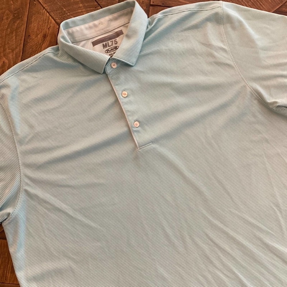 Greg Norman ML75 Playdry Mens Golf Shirt.  Seafoam and White.   Size XXL